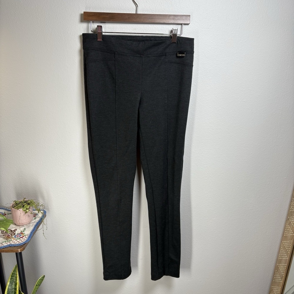 Calvin Klein Women S Gray Legging Pants Career Office Stretch Pleated Pull On